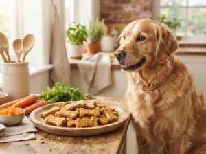 Dog enjoying freshly baked homemade carrot treats
