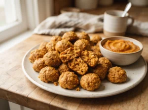 Soft pumpkin dog treats prepared for digestive support.