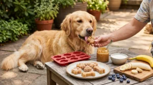 Homemade frozen peanut butter banana treats for dogs
