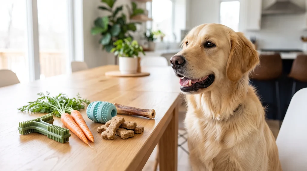 Dog dental chews and crunchy treats for healthy teeth