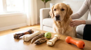 Unsafe dog chews including bones antlers hooves tennis balls and rawhide