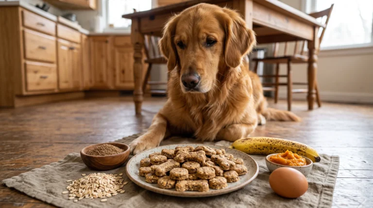 Homemade flaxseed dog treats for a healthy shiny coat