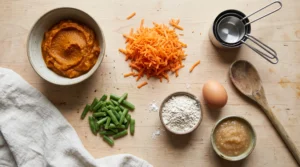 Pumpkin carrots green beans and oat flour for low-calorie dog treats