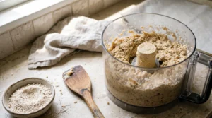 Fully cooked chicken, egg, and applesauce blended together for homemade dog training treats.